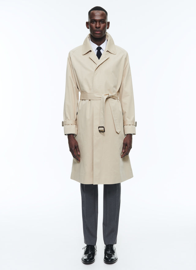 Cotton Serge Long Coat With Belt