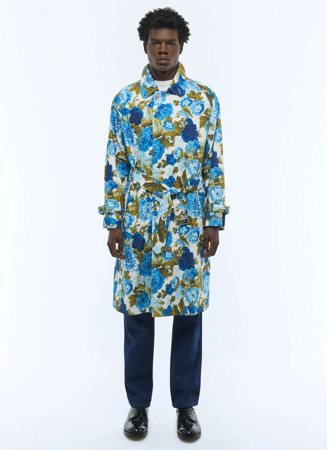 Cotton and linen long belted coat