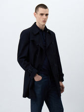 Trench croisé double boutonnage bleu marine