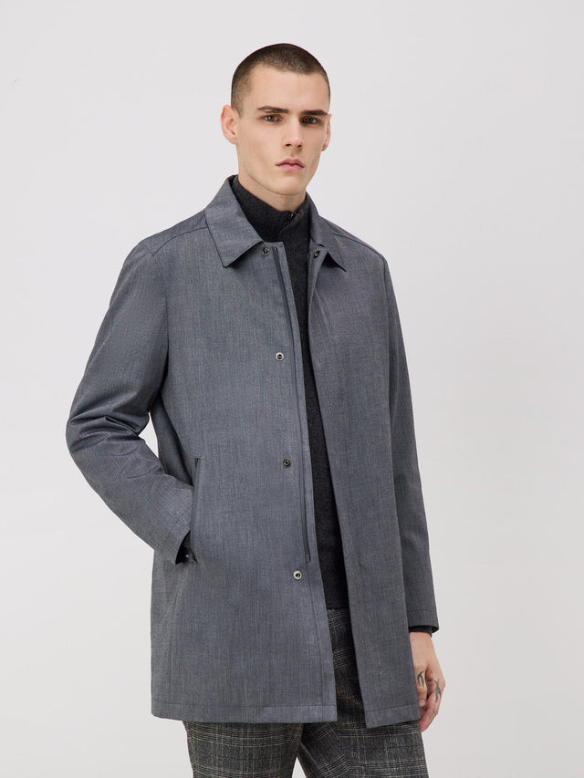 Trench droit bleu chambray