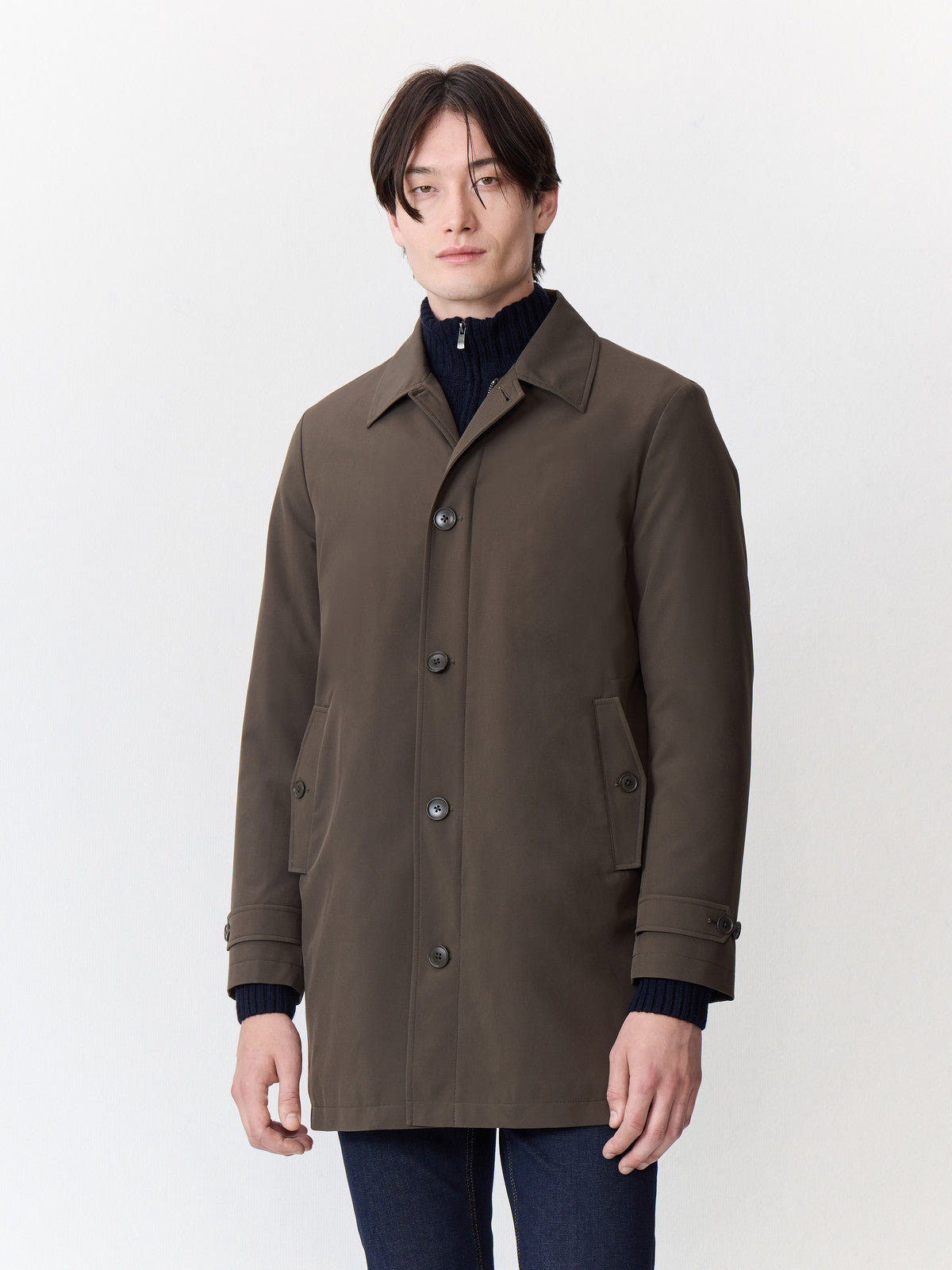 Trench Droit Kaki Parementure Amovible