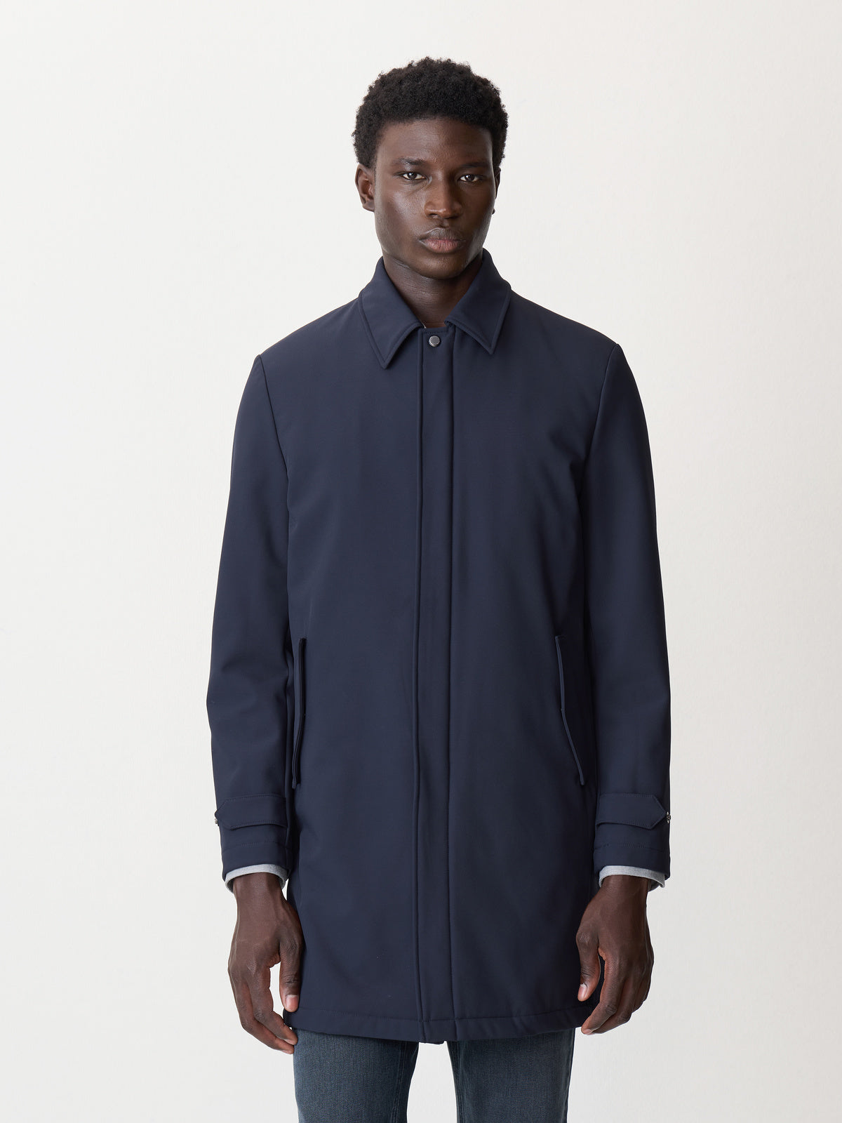 Trench Droit Bleu Marine
