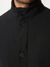 Trench Droit Noir Capuche Amovible