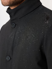 Trench Droit Noir Capuche Amovible