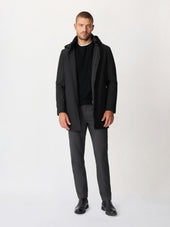 Trench Droit Noir Capuche Amovible