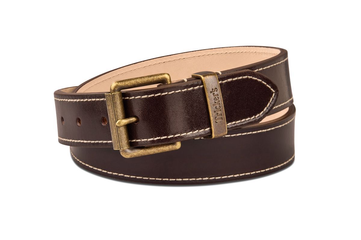 Tricker S Leather Belt Dark Brown
