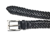 TRICKER'S LEATHER PLAITED BELT - Black