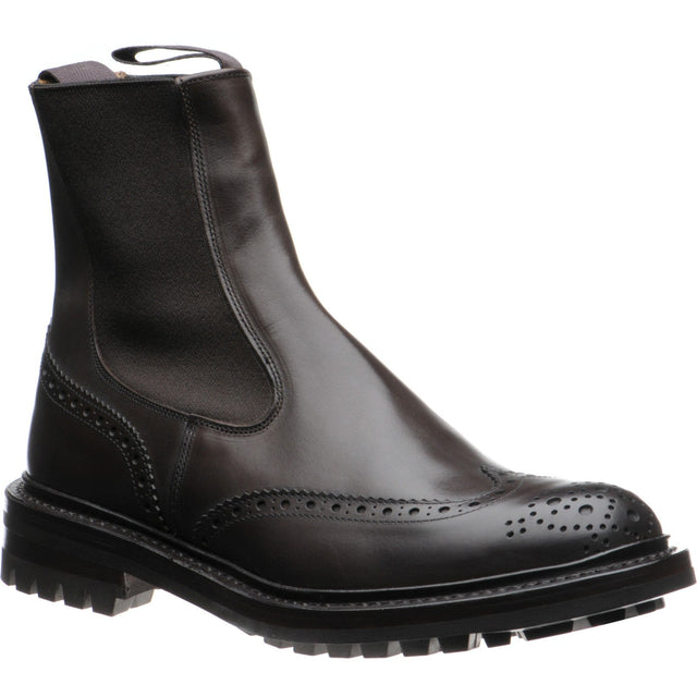 Trickers Henry mens rubber-soled brogue boots in espresso calf