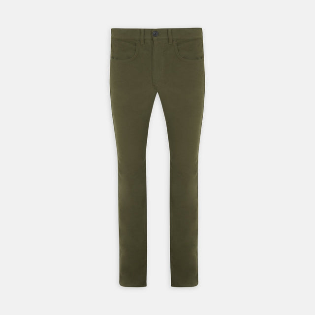 Hanley Dark Olive Moleskin 5-Pocket Trousers