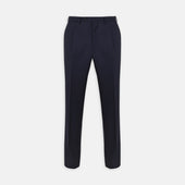 Navy Worsted Wool Pleated Formal Trousers