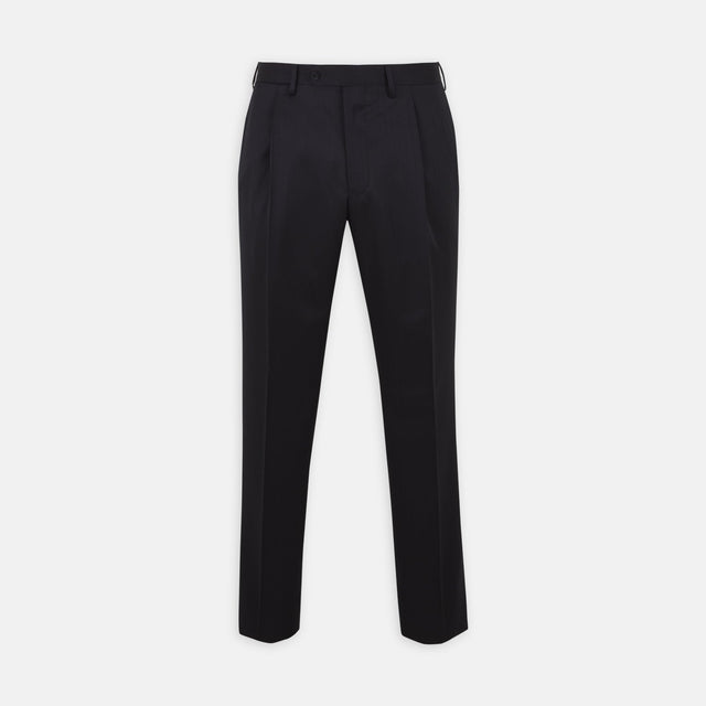 Brown Worsted Wool Pleated Formal Trousers
