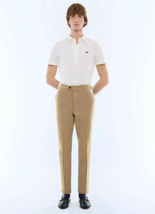 Cotton Canvas Fitted Chino Pants