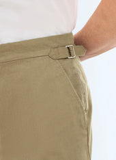Cotton Canvas Fitted Chino Pants