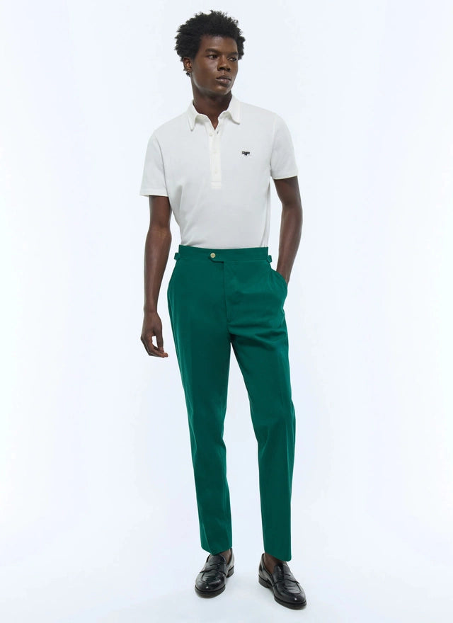 Cotton Canvas Fitted Chino Pants