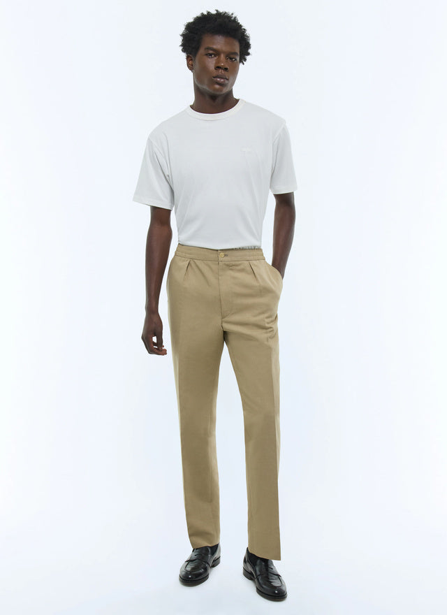 Elasticated cotton and linen pants