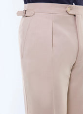 Pleated wide-leg wool serge pants