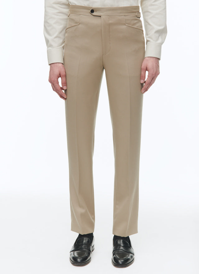 Virgin Wool Twill Fitted Trousers