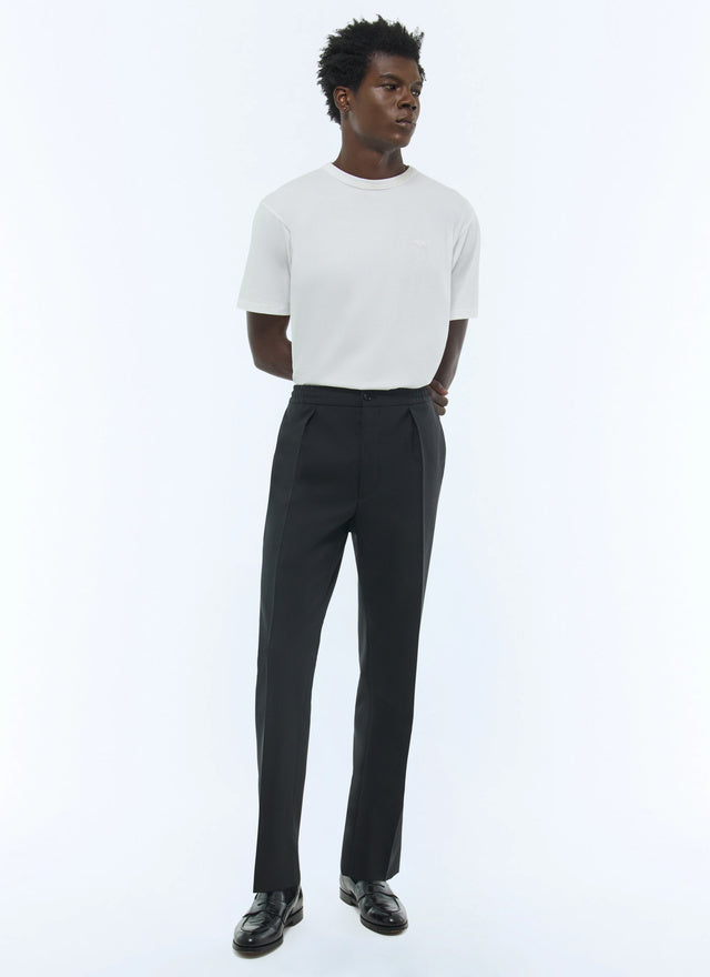 Elasticated trousers in wool canvas