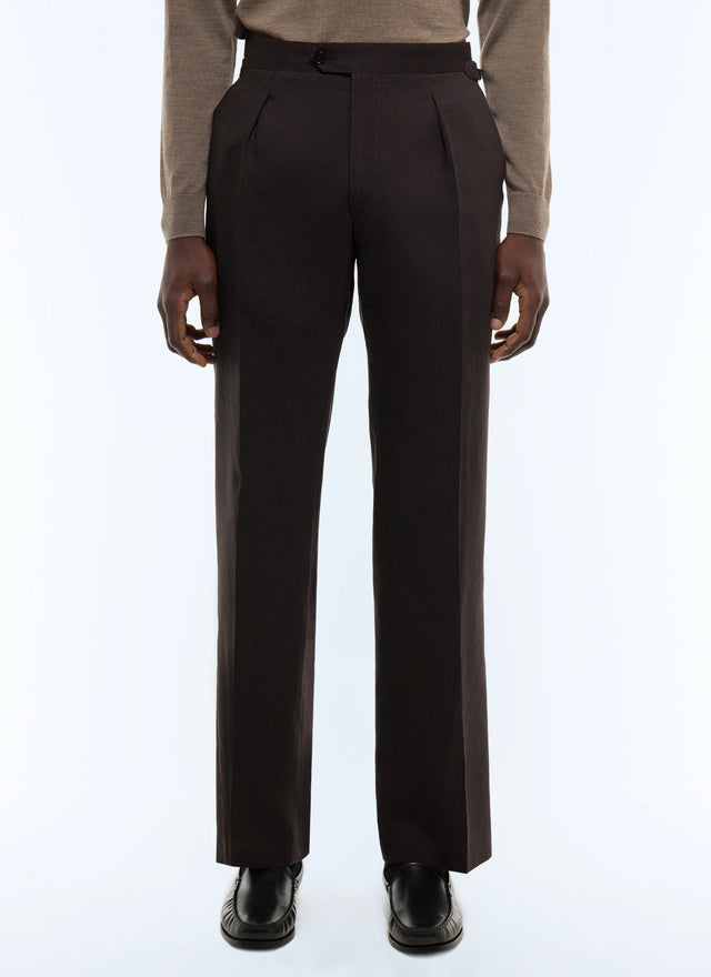 Wide pleated linen and wool pants