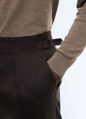 Wide pleated linen and wool pants