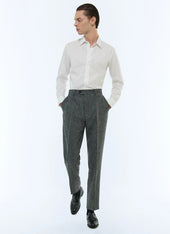 Wool Tweed Fitted Trousers