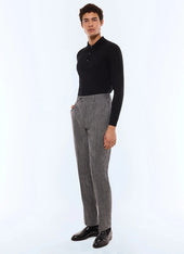 Slim fit herringbone pants in wool