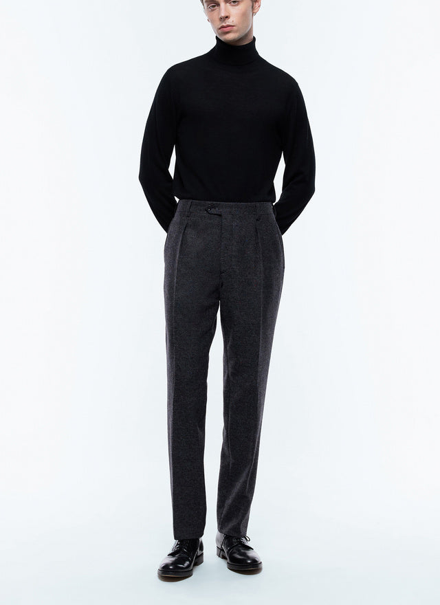 Straight leg pants in mottled wool