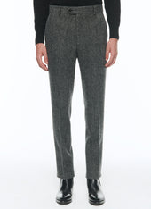 Virgin Wool Tweed Fitted Trousers