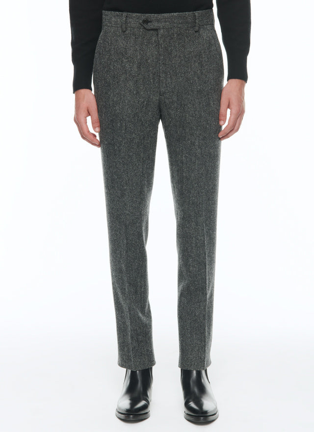 Virgin wool tweed fitted trousers