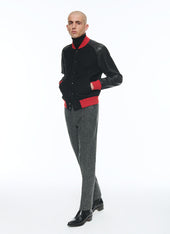 Virgin Wool Tweed Fitted Trousers