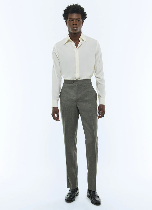 Wool Flannel Fitted Trousers
