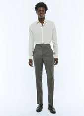 Wool Flannel Fitted Trousers