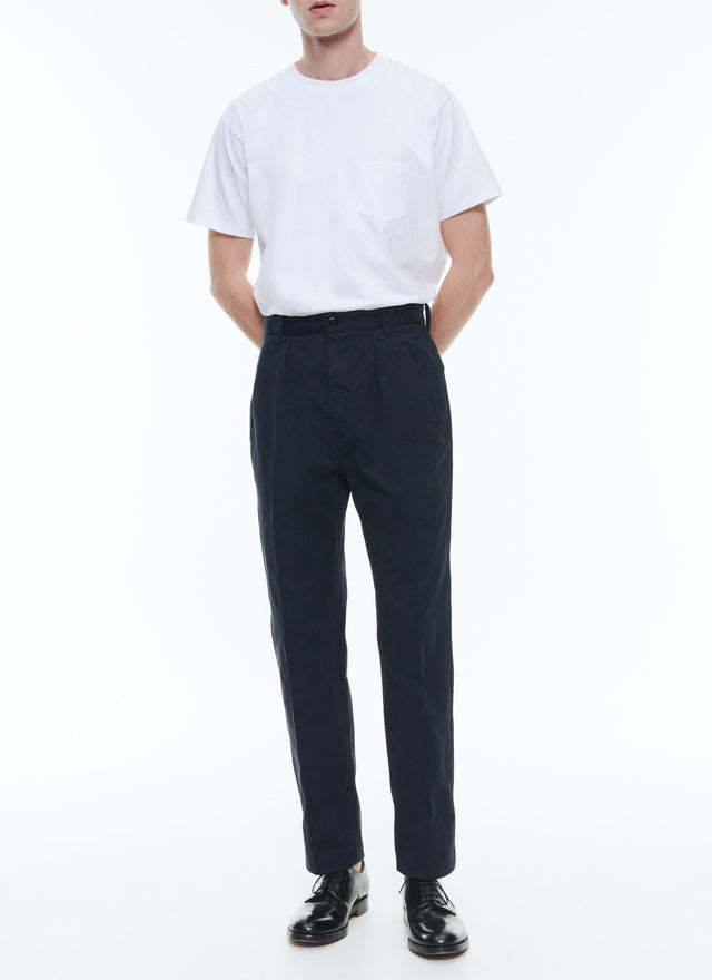 Cotton gabardine pleated trousers