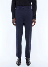 Fitted wool pants with herringbone