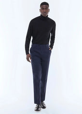 Fitted wool pants with herringbone