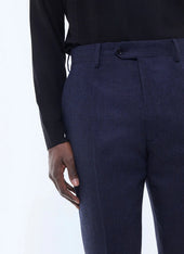 Fitted wool pants with herringbone