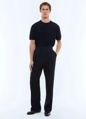 Wool seersucker fitted pants
