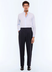 Double pleat wool canvas pants