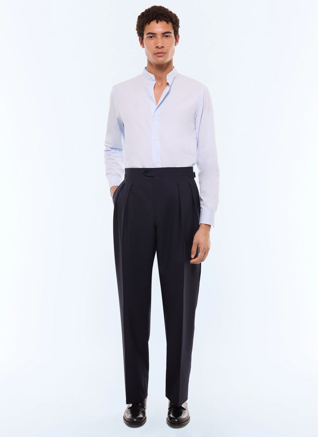Double pleat wool canvas pants