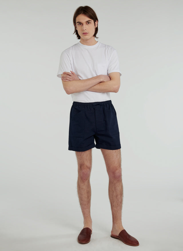 Navy blue cotton serge shorts
