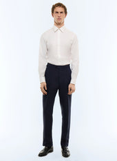 Fitted-leg herringbone linen pants
