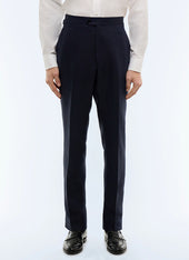 Fitted-leg herringbone linen pants