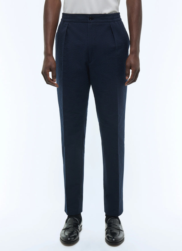 Striped seersucker elasticated pants