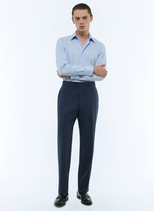 Wool flannel fitted trousers