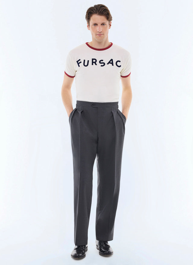 Double Pleat Wool Canvas Pants