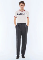 Double pleat wool canvas pants