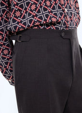 Pleated wide-leg wool canvas pants