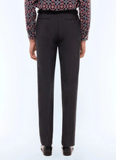 Pleated wide-leg wool canvas pants
