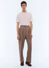 Wool and mohair large pleated trousers