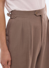 Wool and mohair large pleated trousers